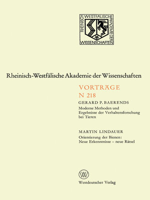 cover image of Moderne Methoden und Ergebnisse der Verhaltensforschung bei Tieren. Orientierung der Bienen